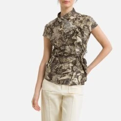 Soeur Blouse Imprimée Col Montant, Manches Courtes TARO