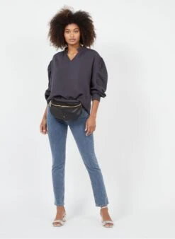 GRANDE LILI - Sac Banane Zippé En Cuir | Noir -Soeur 3059062