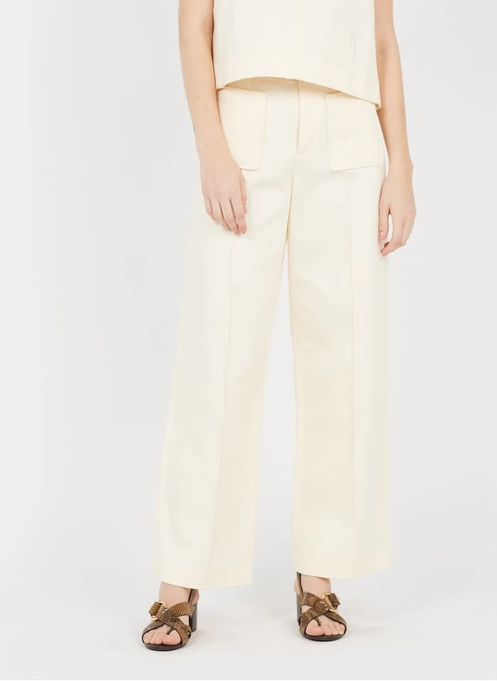 Soeur HARRY - Pantalon Large Taille Haute En Twill De Coton | Beige 1 Soeur HARRY - Pantalon Large Taille Haute En Twill De Coton | Beige