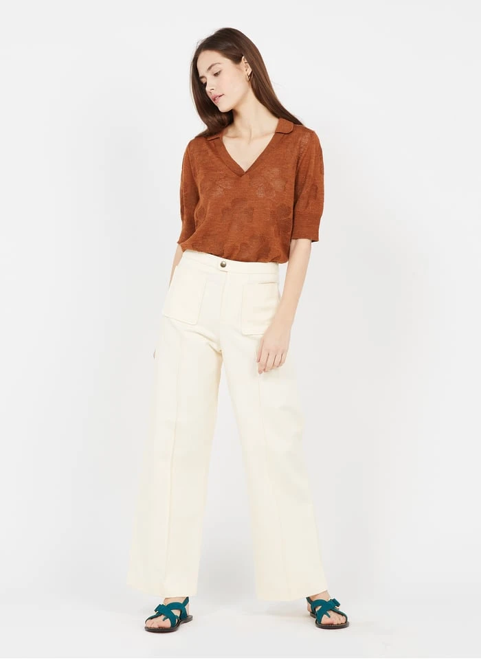 Soeur HARRY - Pantalon Large Taille Haute En Twill De Coton | Beige 9 Soeur HARRY - Pantalon Large Taille Haute En Twill De Coton | Beige – Image 9