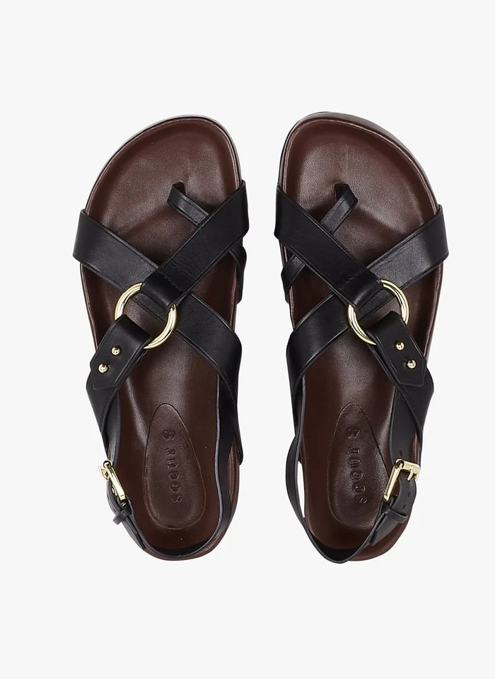 Soeur MEXICO - Sandales Plates En Cuir | Noir 3 Soeur MEXICO - Sandales Plates En Cuir | Noir – Image 3