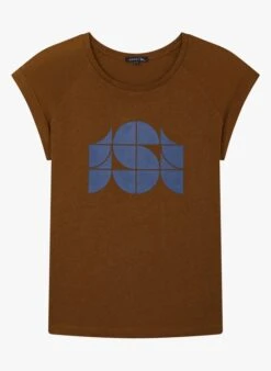 Soeur VALENTINA - Tee-shirt Col Rond Sérigraphié En Coton Mélangé | Marron -Soeur 3984911