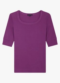 Soeur PAQUITA - Tee-shirt Col Carré En Coton | Violet -Soeur 3984915