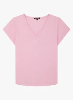Soeur DOMINIQUE - Tee-shirt Col V En Coton Mélangé | Rose -Soeur 3984917