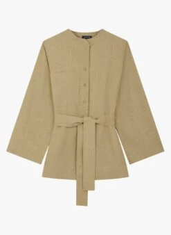 Soeur TABATA - Chemise Col Rond En Lin Lavé | Beige -Soeur 3985015