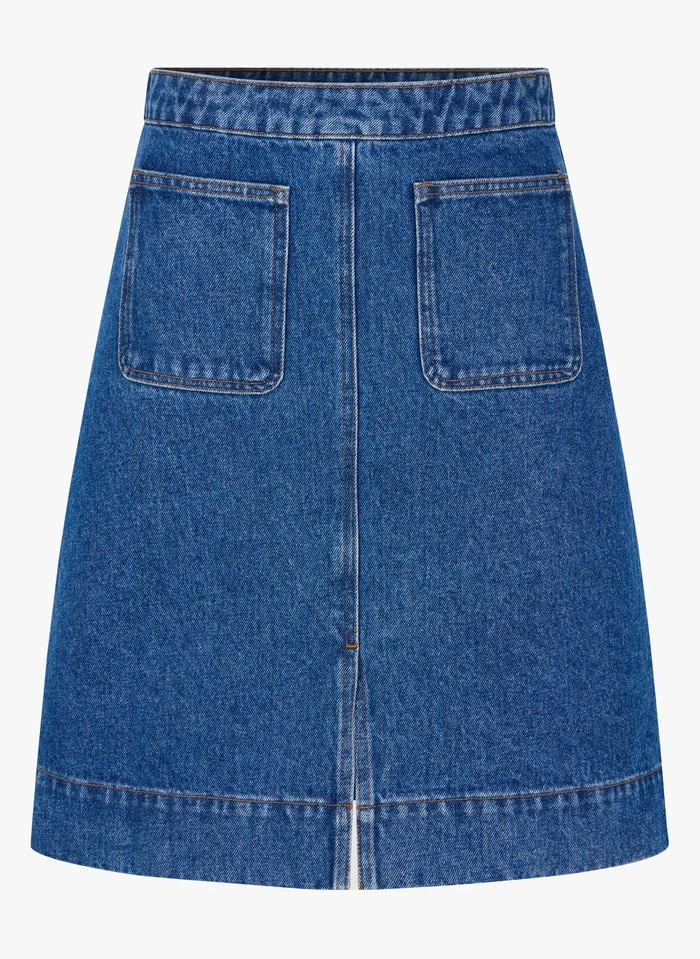 Soeur MINORQUE - Jupe Midi évasée En Coton Denim | Jean Délavé 2 Soeur MINORQUE - Jupe Midi évasée En Coton Denim | Jean Délavé – Image 2