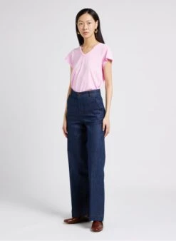 Soeur DOMINIQUE - Tee-shirt Col V En Coton Mélangé | Rose -Soeur 4009991