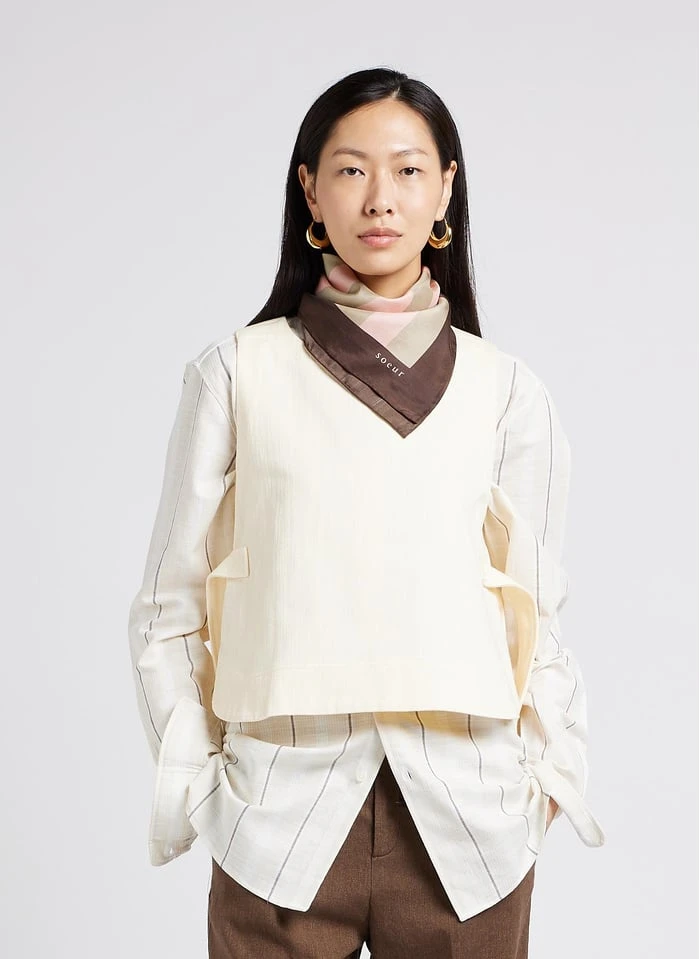 Soeur TISHKA - Top Col Rond En Toile De Coton | Beige 1 Soeur TISHKA - Top Col Rond En Toile De Coton | Beige