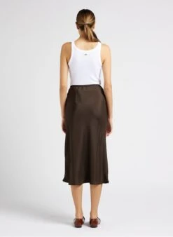 Soeur FEVER - Jupe Midi Fluide En Satin | Kaki -Soeur 4012148