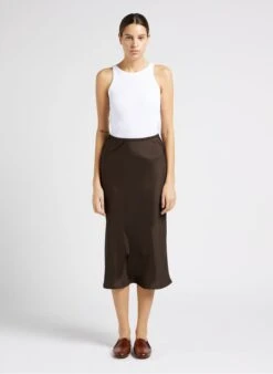 Soeur FEVER - Jupe Midi Fluide En Satin | Kaki -Soeur 4012149