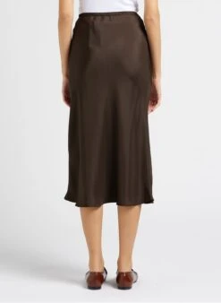 Soeur FEVER - Jupe Midi Fluide En Satin | Kaki -Soeur 4012150