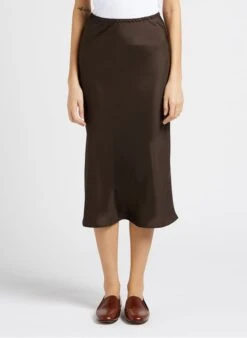 Soeur FEVER - Jupe Midi Fluide En Satin | Kaki -Soeur 4012151