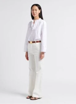 Soeur THEMA - Blouse Col Mao à Volants En Coton | Blanc 8 Soeur THEMA - Blouse Col Mao à Volants En Coton | Blanc -Soeur 4039065