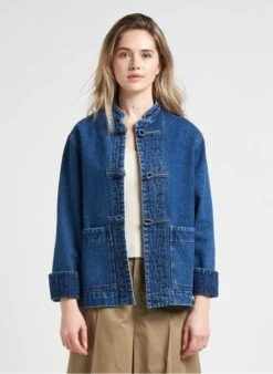 Soeur UTRECHT - Veste Denim à Brandebourgs En Coton | Jean Délavé