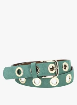 LA GRANDE KELLER VELOURS 30MM - Ceinture à Boucle à Oeillets En Cuir | Vert