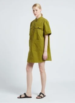 Soeur UNIQUE - Robe Courte En Coton Lavé | Vert -Soeur 4137792