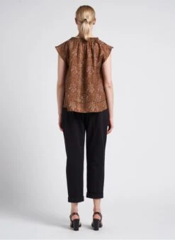 Soeur TANGER - Blouse Col Rond En Lin Flammé | Marron -Soeur 4151278