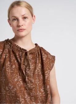 Soeur TANGER - Blouse Col Rond En Lin Flammé | Marron -Soeur 4151285