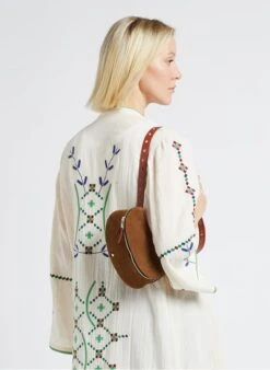 LA NEW LILI - Sac Banane En Cuir Velours | Marron -Soeur 4170464