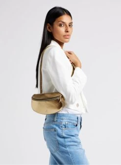 LA NEW LILI - Sac Banane En Cuir Métallisé | Marron -Soeur 4220633