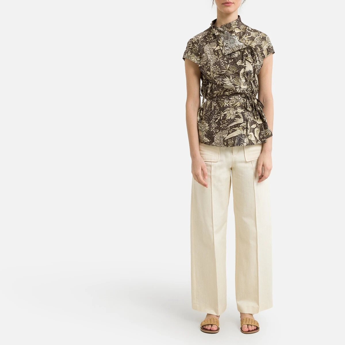 Soeur Blouse Imprimée Col Montant, Manches Courtes TARO 2 Soeur Blouse Imprimée Col Montant, Manches Courtes TARO – Image 2